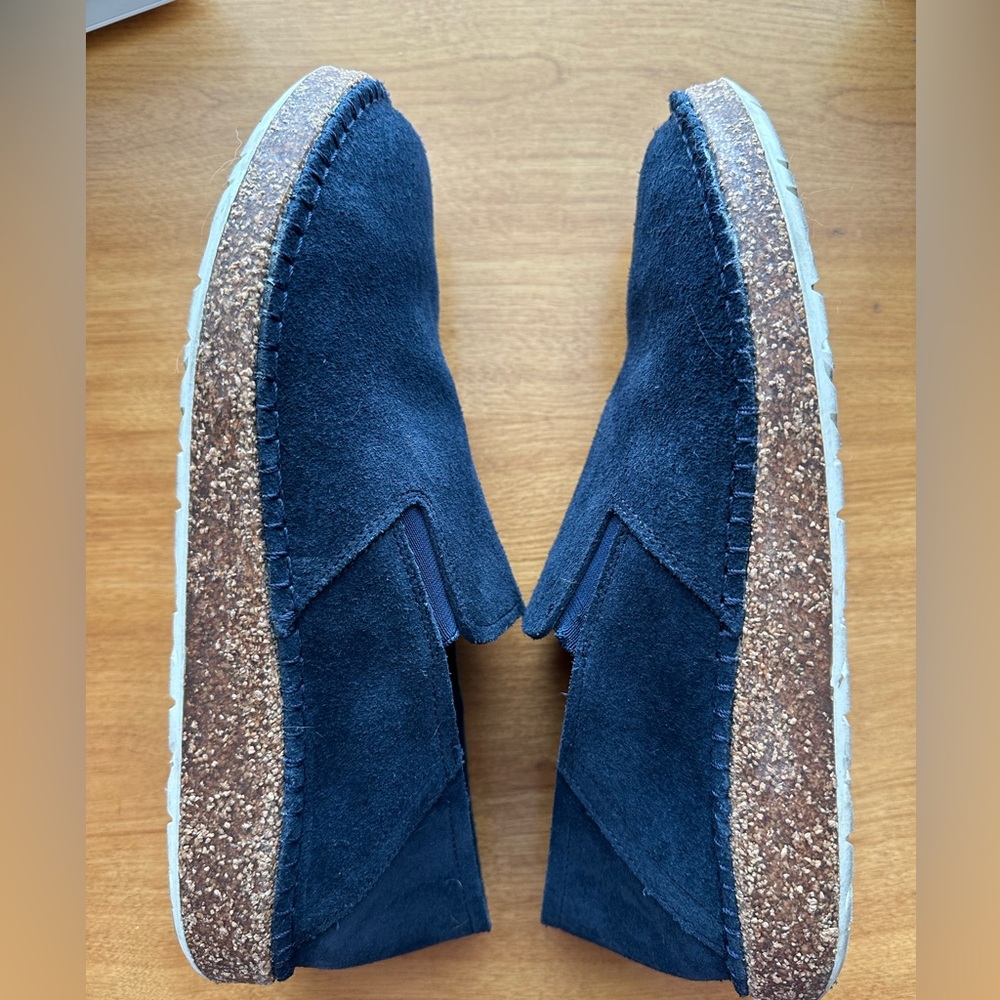 Birkenstock Navy Blue Suede Slip-On Flats